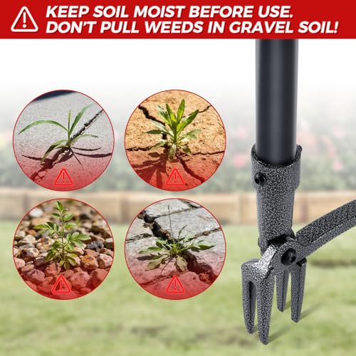 Stand Up Weed Puller Tool, 46'' All-Steel Handle, Heavy Duty Weeder