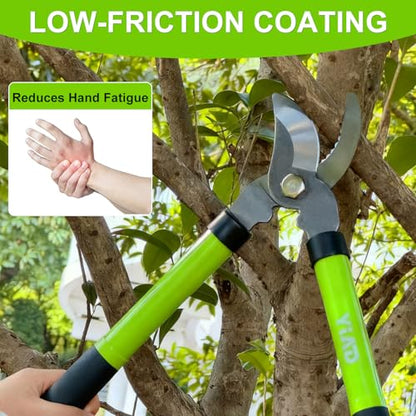 2Pcs High Carbon Steel Bypass Hand Loppers & SK5 Pruning Shears Set - style: handle loppers for gardening