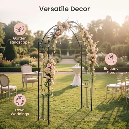 1. GO Adjustable Steel Garden Arch, 8'2" High x 4'7" Wide, Garden Arbor for Various Climbing Plant, Outdoor Garden Lawn Backyard