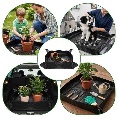 Extra Large Plant Repotting Mat for Indoor Plants, 39.5x39.5 Inch Thickened Waterproof Plant Repotting Mat Portable and Foldable Gardening Mat for Garden Outdoor