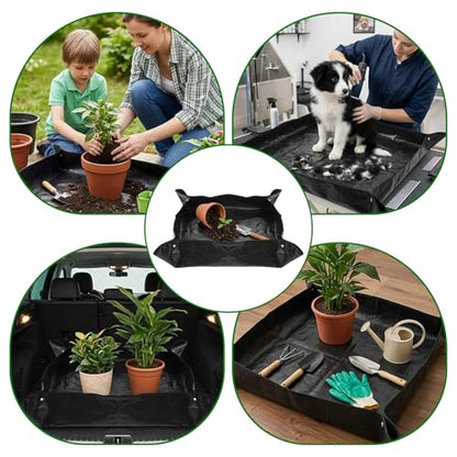 Extra Large Plant Repotting Mat for Indoor Plants, 39.5x39.5 Inch Thickened Waterproof Plant Repotting Mat Portable and Foldable Gardening Mat for Garden Outdoor