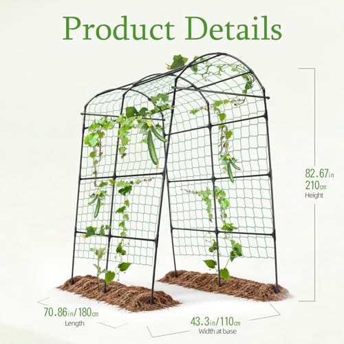 Garden Arch Arbor Trellis for Climbing Plants Outdoor, 7.8 ft - size: 82.6 x 70.6 x 43.3 in, Arch Arbor, Black