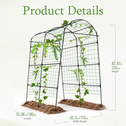 Garden Arch Arbor Trellis for Climbing Plants Outdoor, 7.8 ft - size: 82.6 x 70.6 x 43.3 in, Arch Arbor, Black