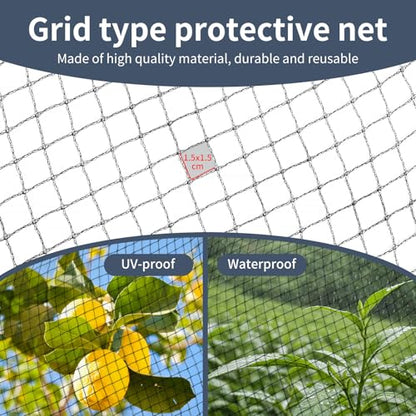 Garden Netting, 15ft x 30ft Black Bird Netting Heavy Duty,Rabbit,Large Bees,Squirrels, Deer,Chicken, Anti Birds, Cardinals，Animal Fencing for Fruit Tree & Vegetable Garden - size: 15ft x 30ft