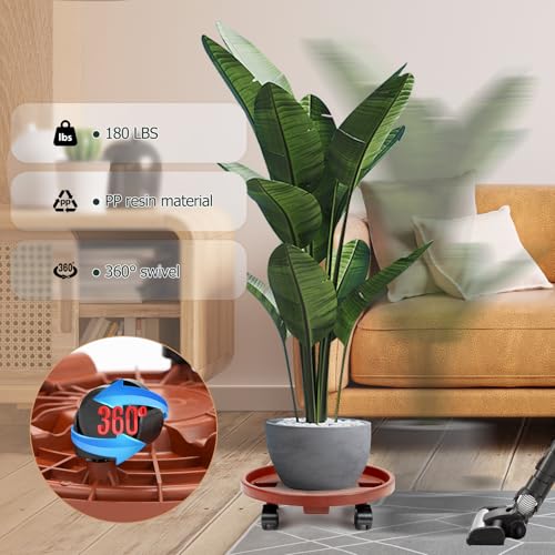 3 Pack Plant Caddy with Wheels, 13 inch Rolling Plant Stands