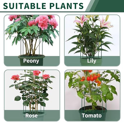 4pack Peony Cages and Supports, 14 x 32 Inch Four Legs Peony Cage, Heavy-Duty Peonies Support Cages, Peony Ring for Roses, Hydrangeas, Sage, Peonies, Cucumbers, Tomato - size: 14"x32"-4pack