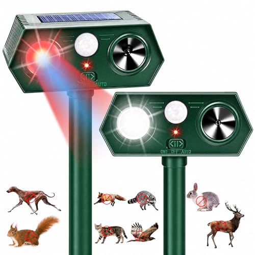 Sonic Fortress Pro Raccoon Repellent Outdoor Solar Animal Repeller, 2 Pack