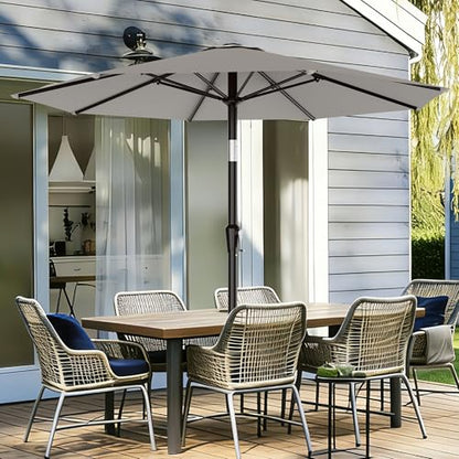 AreShark 9FT Outdoor Patio Umbrella with Tilt and Crank, Light Gray - color: Light Gray, size: 9ft
