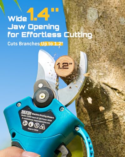 SEESII 2-in-1 Mini Chainsaw & Pruning Shears, 20V Brushless Motor Combo - color: Industrial Blue