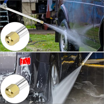 QWORK High Pressure Power Washer Wand, Water Hose Nozzle with 2 Spray Tips, Adjustable Watering Sprayer Cleaning Tool