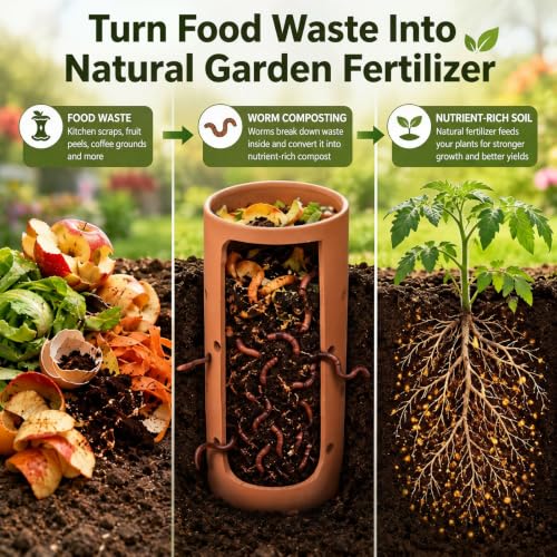 3 Pcs 10" Terracotta Inground Worm Composter Bulk Outdoor Garden