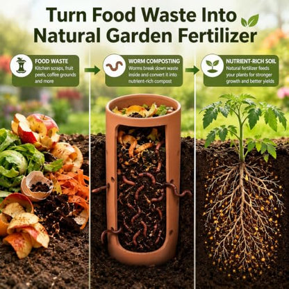3 Pcs 10" Terracotta Inground Worm Composter Bulk Outdoor Garden