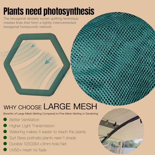 Poray Large Tunnel 8.2'x4' Plant Netting Cover, 6FT Tall Crop Cage Tomato Netting,Pest Guard Cover for Vegetables &Fruits,Durable Gardening Net for Plant and Animal - style: 98*49*72 inches Tunnel Net
