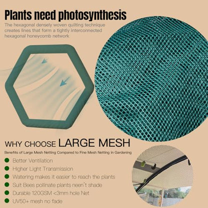 Poray Large Tunnel 8.2'x4' Plant Netting Cover, 6FT Tall Crop Cage Tomato Netting,Pest Guard Cover for Vegetables &Fruits,Durable Gardening Net for Plant and Animal - style: 98*49*72 inches Tunnel Net