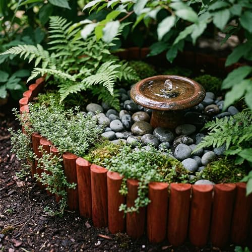 WORTH Garden Wood Edging Border 6-Pack 7.9" H x 42" L(21Ft Total Length), Flexible Short Wood Fence Roll Brick Red Finish, Wooden Lawn Edging for Landscaping, Flower Beds, Lawn & Tree Borders - color: 6-Pack 7.9"x42"