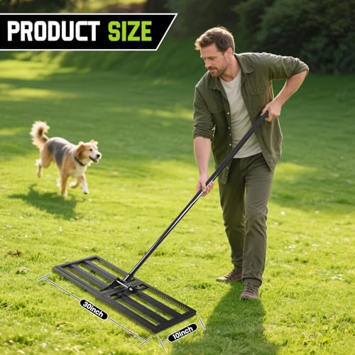 Top Soil Lawn Leveling Rake ,Lawn Sand Flea Rake Leveling 30”x10” Heavy Duty Leveler,Sand Spreader,16-77" Adjustable, for Sand,Top Soil Dressing,Yard Landscape,Ground Soil, Dirt,Grass