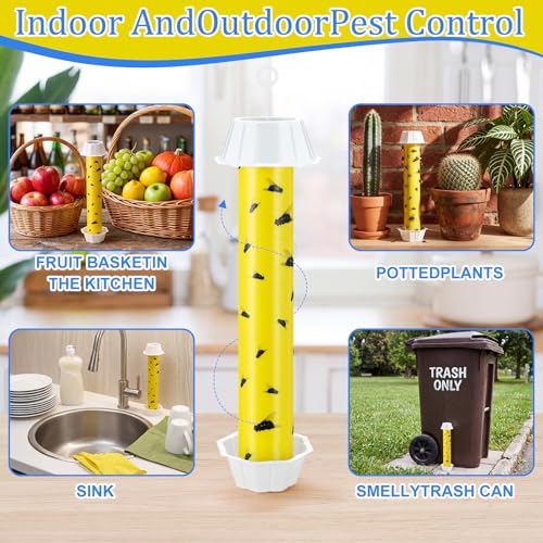 Qualirey 8 Pcs Sticky Fly Trap Stick with Hook, Novel-1, Yellow and Black - color: Yellow and Black, size: Novel-1