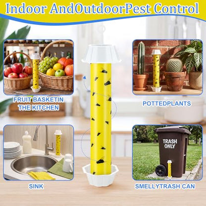 Qualirey 8 Pcs Sticky Fly Trap Stick with Hook, Novel-1, Yellow and Black - color: Yellow and Black, size: Novel-1