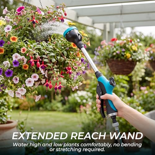 Hushee 2 Pack 16 Inch Metal Watering Wand for Garden Hose, 8 Pattern, Blue - color: Blue