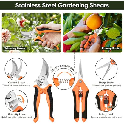 Joyfair Gardening Tools, 12 Pcs Garden Tool Set for Planting & Weeding