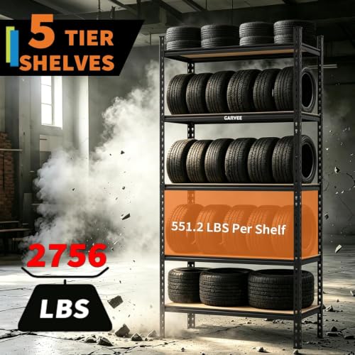 Heavy Duty 5-Tier Storage Shelves, 2756 lbs, 35.4" W x 15.7" D x 72" H - size: 72" H x 36" W x 16" D