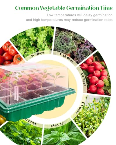 Seed Starter Tray with Grow Light (4x 24-LED), 4 Pack for Seed Starting - size: 4-Pack 48-Cell, style: Without Heat Mat