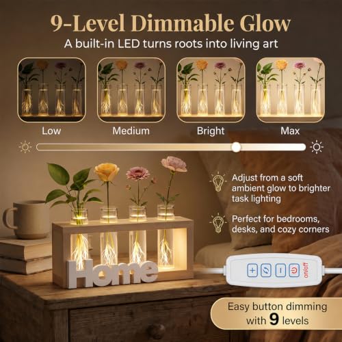 LED Plant Propagation Station 4 Glass Tubes for Hydroponic Cuttings - color: HOME
