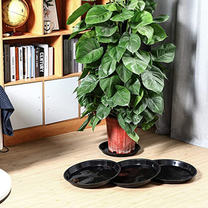 Sawysine 30 Pack Plastic Plant Saucer Round Drip Trays Black Flower Pot Saucers Thick Plant Dish Sturdy Water Tray Heavy Drainage Potted Container for Indoor Outdoor Garden (14 Inches) - size: 14 Inches