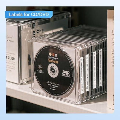 NIIMBOT Thermal Transfer Labels 0.55''x4.72'', for N1(B18) Label Maker, Long Storage Time, for CD DVD Cases Warehouse Labeling, White(14mmx120mm) - color: 0.55''×4.72''-white
