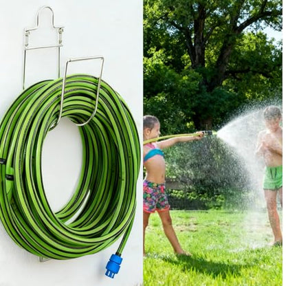 Garden Hose Holder Wall Mount Stainless Steel Hose Hanger for Outside, Hose Reel, Sturdy Hose Hook for Garage, Water Hose, Yard Storage, Silver