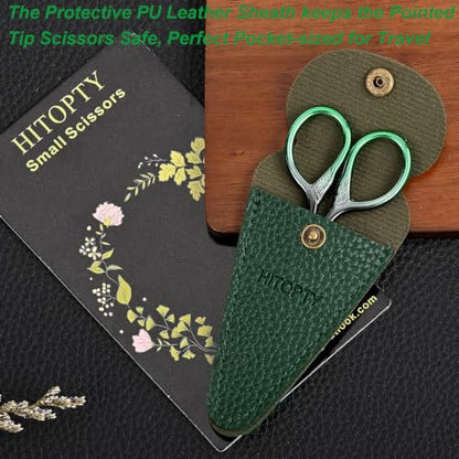 Small Sharp Scissors for Women Men Eyebrow Hair Beauty Grooming - color: Dark Green