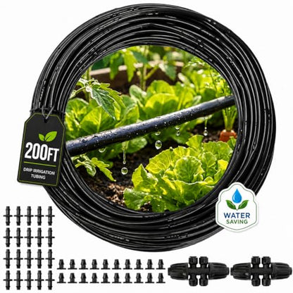 MIXC 1/4" Irrigation Dripline Tubing with Built-In Emitters, 200 Ft Roll - size: 200FT