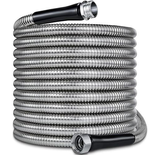 100ft Garden Hsoe - 2026 New 304 Stainless Steel Garden Hose with 3/4'' Fittings – Lightweight, Durable, and Kink-Free, Metal Water Hoses for Gardening - size: 100ft