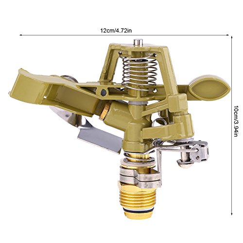 Impact Sprinkler Head, 1/2 Inch Impulse Sprinkler Heavy Duty Water Sprinkler Head Lawn Watering Sprinkler Sprayer Zinc Alloy Adjustable 360° Large Area Coverage Pattern for Patio Garden 10~18 Distance