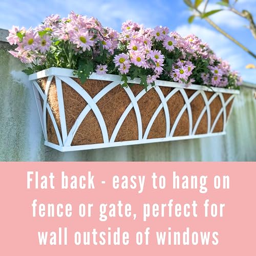 LaLaGreen Flower Wall Planter (30 in, 2 Pack) White Metal Window Boxes - size: 30 Inch x 2 Pack
