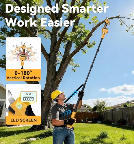 BUYJOY 2-in-1 Pole Pruning Shears, 1.6" Cut Diameter, Brushless Motor - color: Light Yellow
