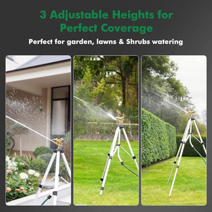 RESTMO Tripod Sprinkler 2 Pack 48” Full Metal Impact Sprinklers for Yard - size: 2 Pack