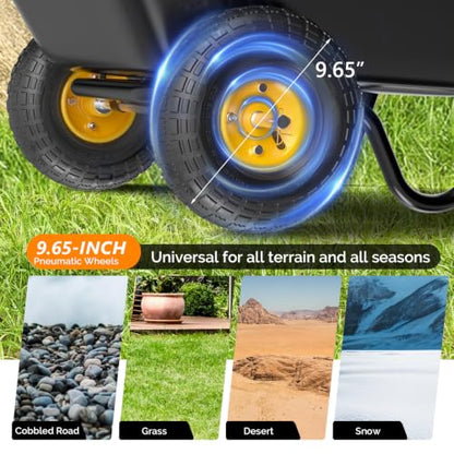 VINGLI Wheelbarrow, Plastic and Steel Wheel Barrel, Garden Cart for Lawn, Gardening, Construction (Black) - color: Black