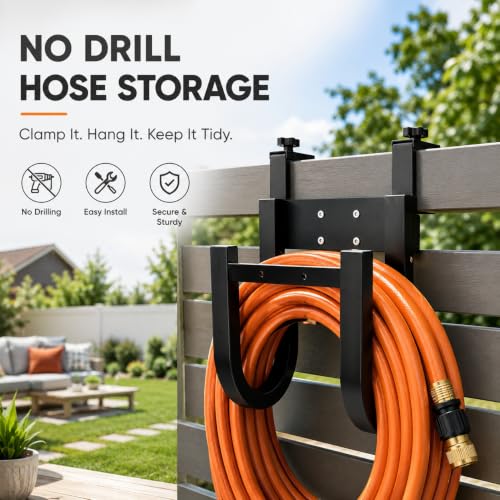 Fence Hose Hanger for Outside, Hanging No Drill Garden Hose Holder