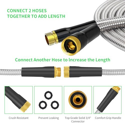 50ft Garden Hose, Heavy Duty Outdoor Water Hose with 10-Way Spray Nozzle, Leak-Proof Brass Connectors, Flexible 50 Foot Hose for Yard & Outdoor,Car Wash - size: 50FT