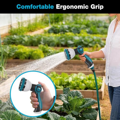Besiter Garden Hose Nozzle, Hose Sprayer Nozzle with 10 Spray Patterns, Thumb Control On Off Valve,2 Pack High Pressure Metal Water Hose Nozzle for Car Wash, Plants, Pets & Outdoor Cleaning Blue Green - color: GreenBlue