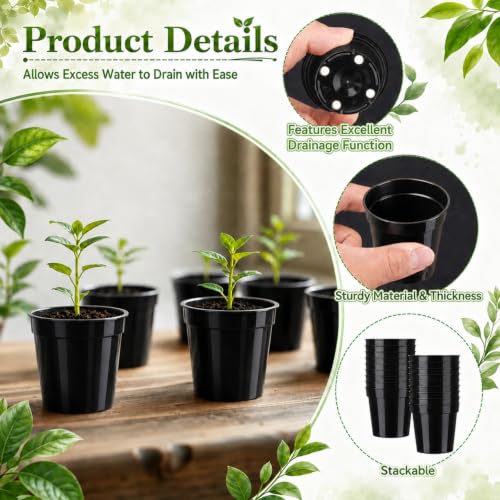 60 Pack 2 Inch Nursery Pots, Mini Plastic Plant Pots for Seedlings(Black) - color: Black