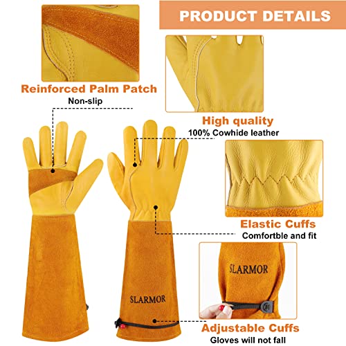 Long Gardening-Gloves Women/Men-Thorn proof Rose Pruning Heavy Duty Gauntlet-M - color: Yellow, size: Medium (Pack of 1)