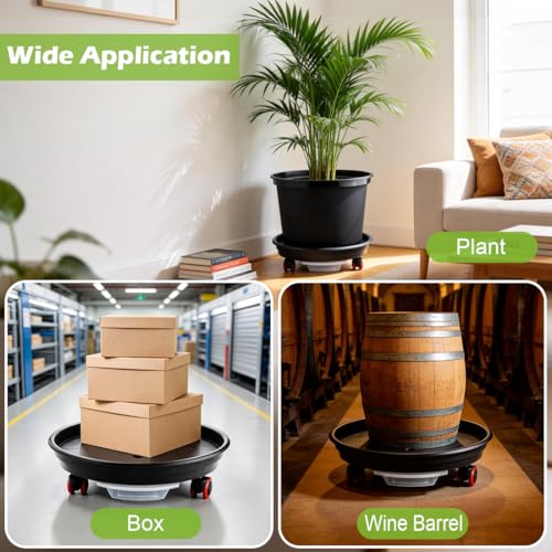 RooTrimmer 13 Inch Plant Stand Rolling Tray Plant Caddy with Wheels and Removable Drainage Holes and Drip Tray Plant Dolly for Heavy Duty Large Plants Rollers (2 Pack) - size: 13.4 In