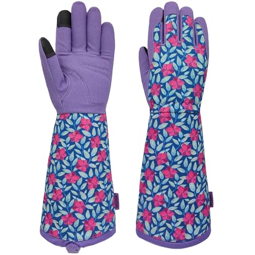 Thornproof Rose&Cactus Gardening Gloves,Gauntlet Garden Glove,Gifts - color: Purple, size: Small