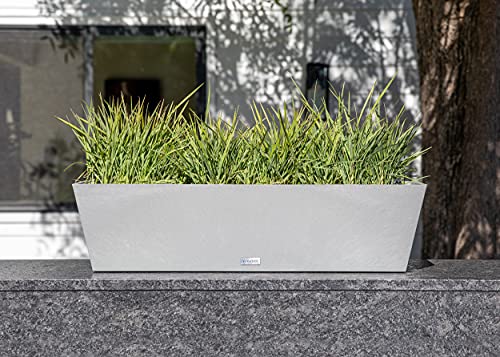 Veradek Pure Series Window Box Planter - Tapered Outdoor Planter - color: Gray, size: 36 inch - 2 Pack