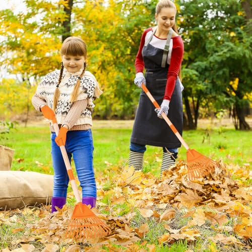 4 Pcs 35'' Kids Rakes for Leaves - Plastic Rake Head with 4 Pairs Kids - color: Orange-4 Pack