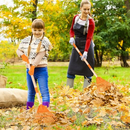 4 Pcs 35'' Kids Rakes for Leaves - Plastic Rake Head with 4 Pairs Kids - color: Orange-4 Pack