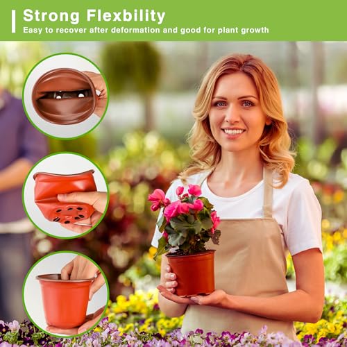 LWWTBS 4" Plastic Plant Nursery Pots 100 Pcs with 100 Labels - size: 4inch