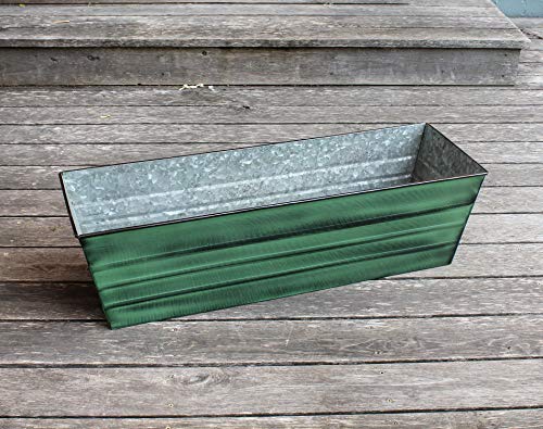 Achla Designs Galvanized Window Flower Box Planter-Green-Large (35.5" L x 11" W x 9.5" D) - color: Green, size: Large